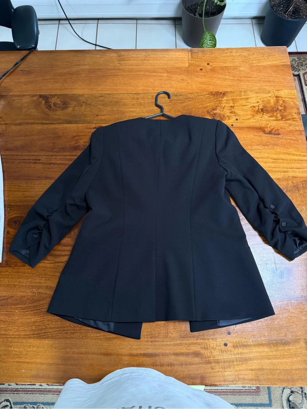 Calvin Klein Black Open-Front Three-Quarter Sleeve Blazer